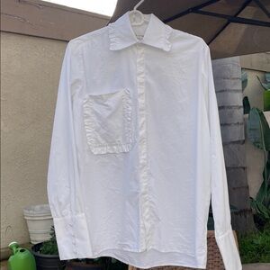 Each x Other | White Ruffled Pocket Button-Up Shirt